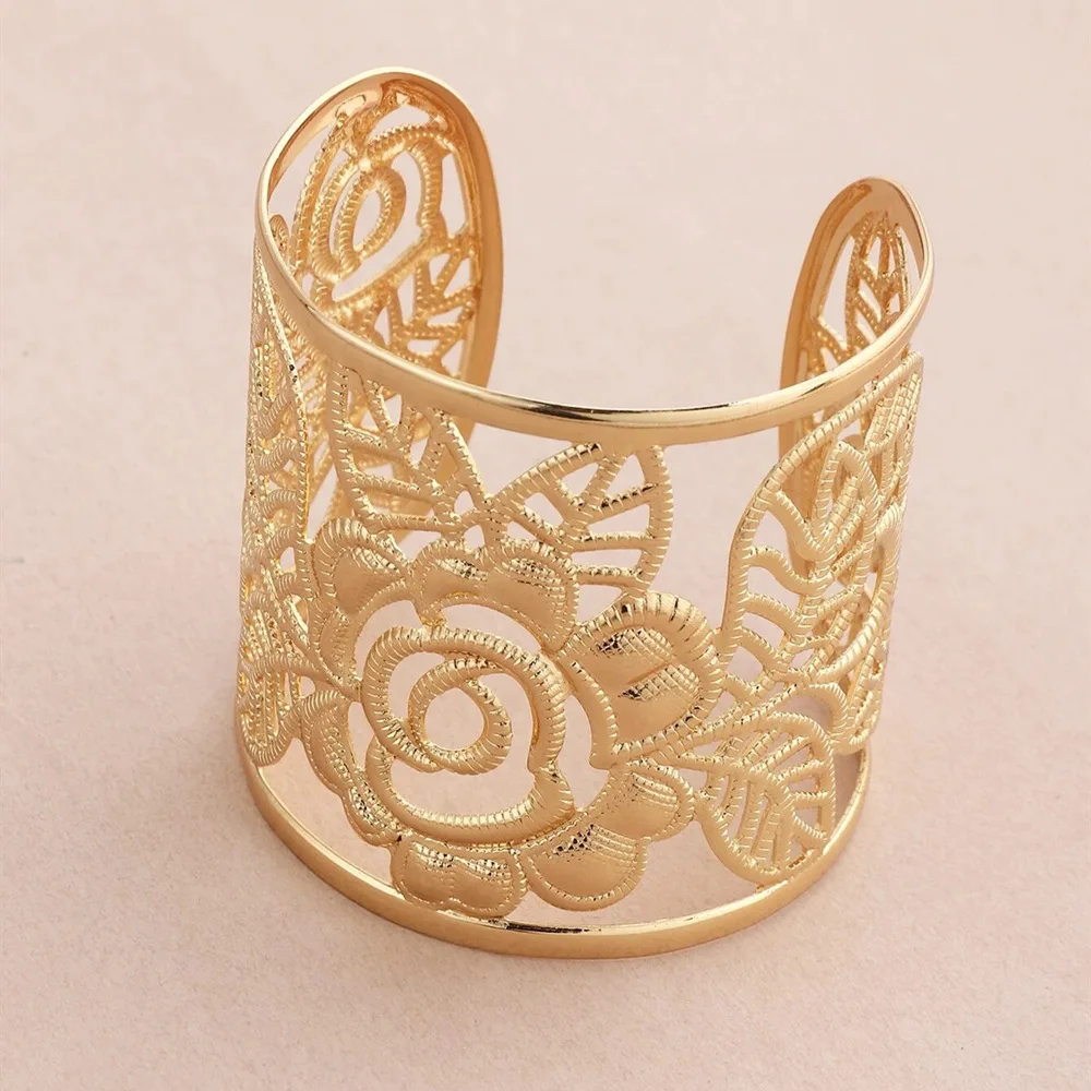 Hollow rose flower bracelet, cross-border alloy open bracelet bracelet Amazon foreign trade jewelry bracelet