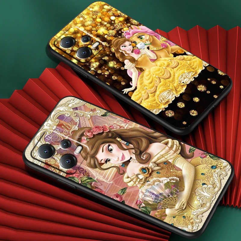 Disney Belle Princess For Xiaomi Redmi Note 13 12R 12 12S Turbo 11 11T 11S 10 10S Pro Plus 5G Black TPU Phone Case