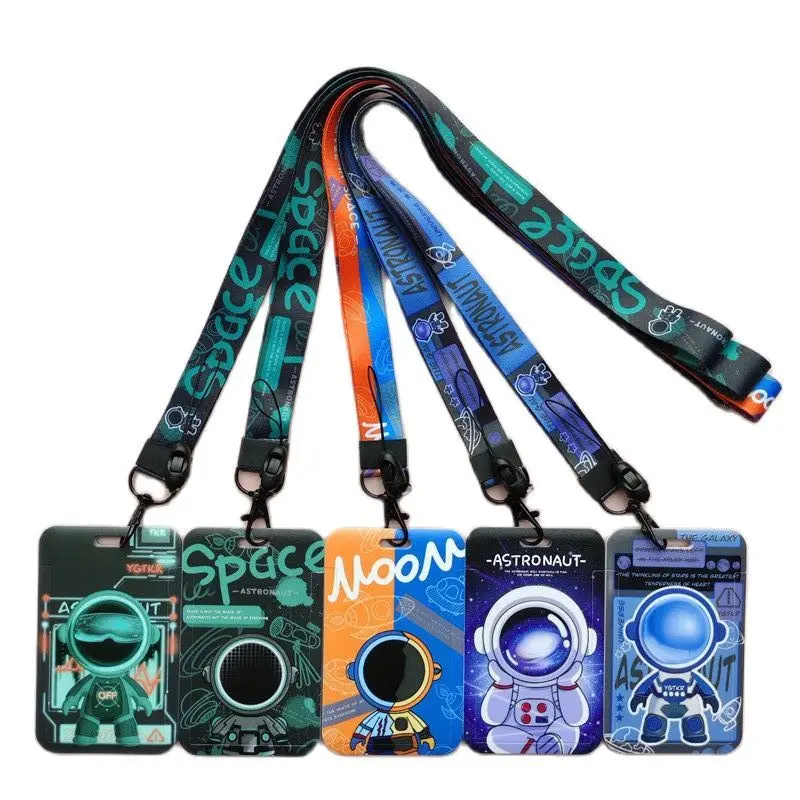 Wholesale  Astronaut Lanyard Identification Card Holder Campus Hanging Neck Long Rope Name Badge Card Holder Card Protector Case