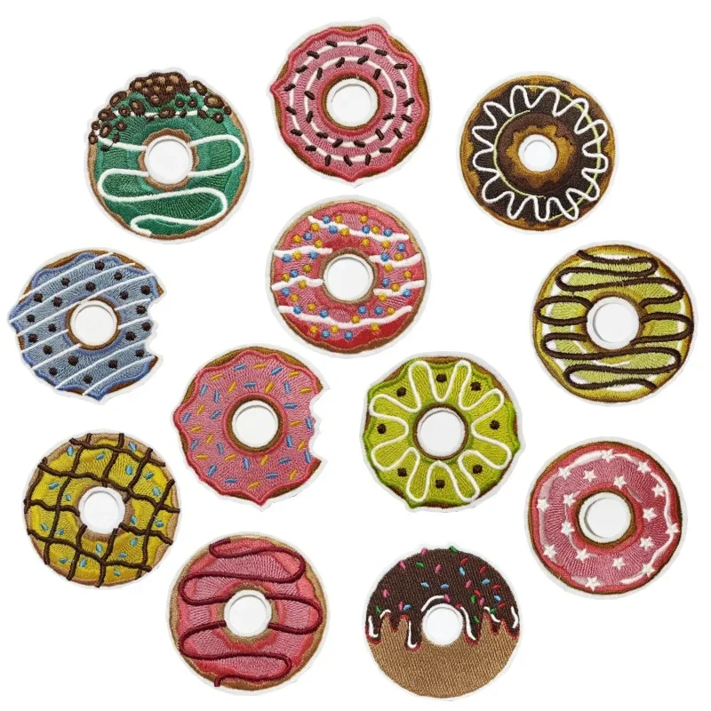 50pcs/Lot Luxury Donuts Round Embroidery Patch Food Kids Shirt Bag Clothing Decoration Accessory Craft Diy Applique