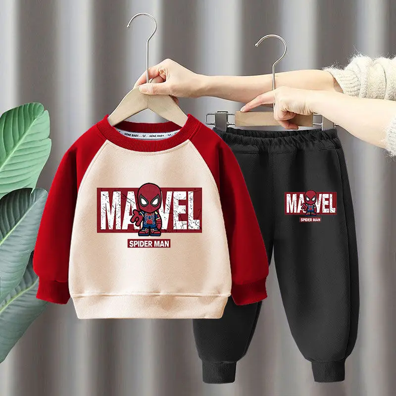 Marvel Spiderman ensembles de sweat-shirt pour enfants garçons pull à manches longues et pantalon de survêtement deux pièces costumes filles survêtements décontractés
