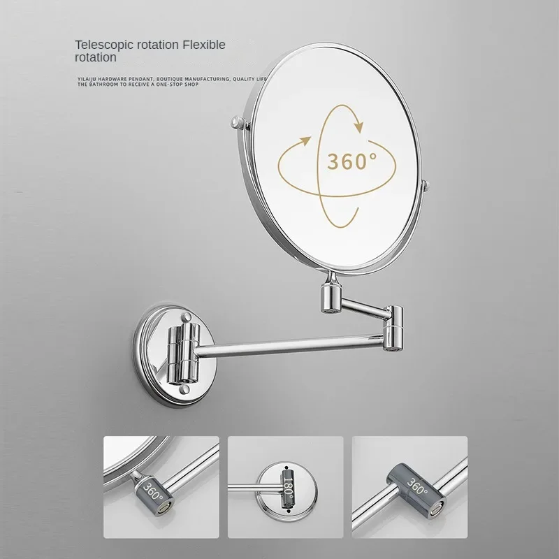 Wall Mounted Bathroom Mirror Folding Makeup Mirror with Double-sided Magnification Ideal for Makeup or Shaving