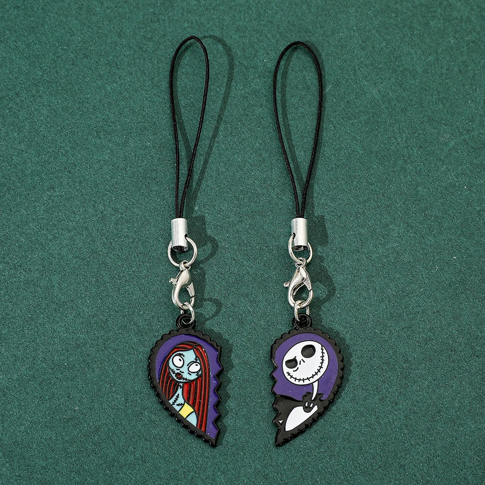 Disney-Nightmare Before Christmas Handykette, trendiger Anhänger, Herzband, süßes Mädchen-Schlüsselschnur, mobiles Schlüsselband