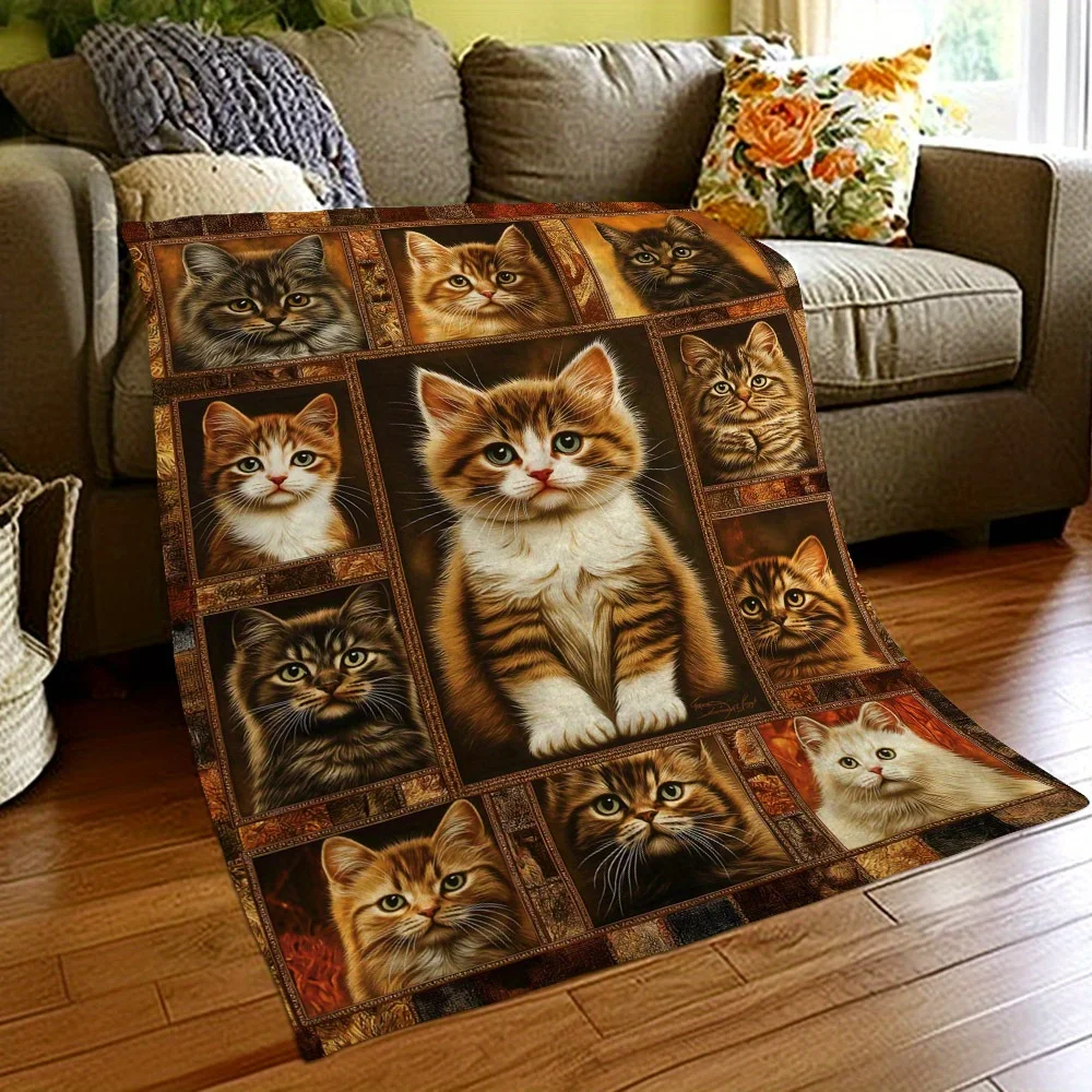Cat Lover Flannel Blanket - Soft Throw for Naps/Travel, Cute Feline Print Gift, Cozy Home Decor for Pet Owners, Machine Washable