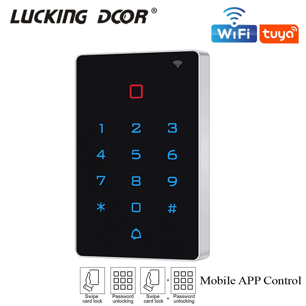 

Tuya App Wifi Access Control System Kit Set Waterproof RFID Keypad 125KHz 13.56MHz Wiegand output&input Reader Door Lock System