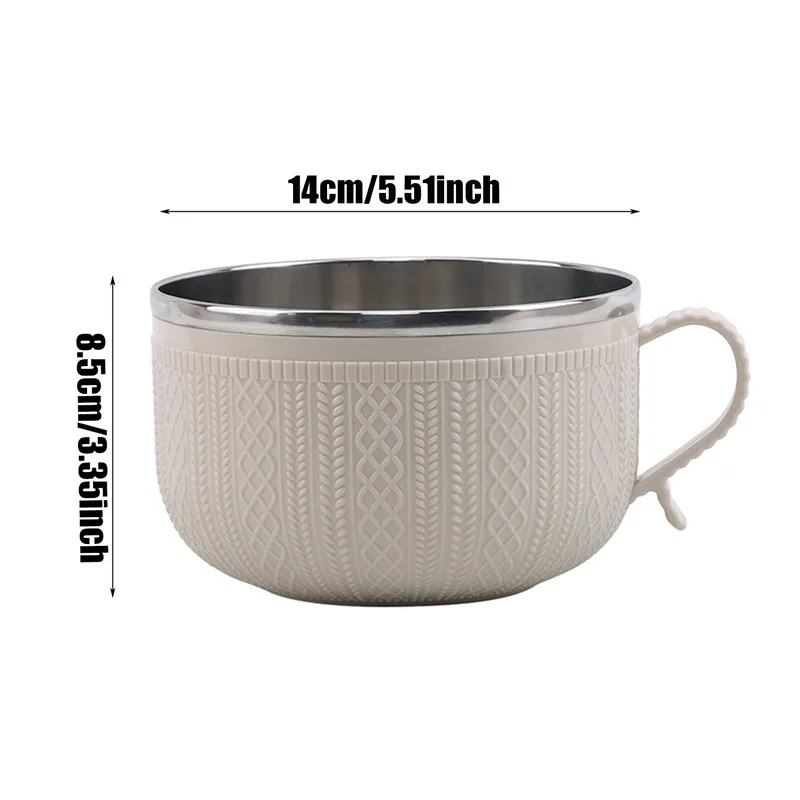 Stainless Steel Bowl Tableware Lunch Box Large Capacity Instant Noodle Bowl With Lid Household Utensils Noodles Rice Soup Bowl