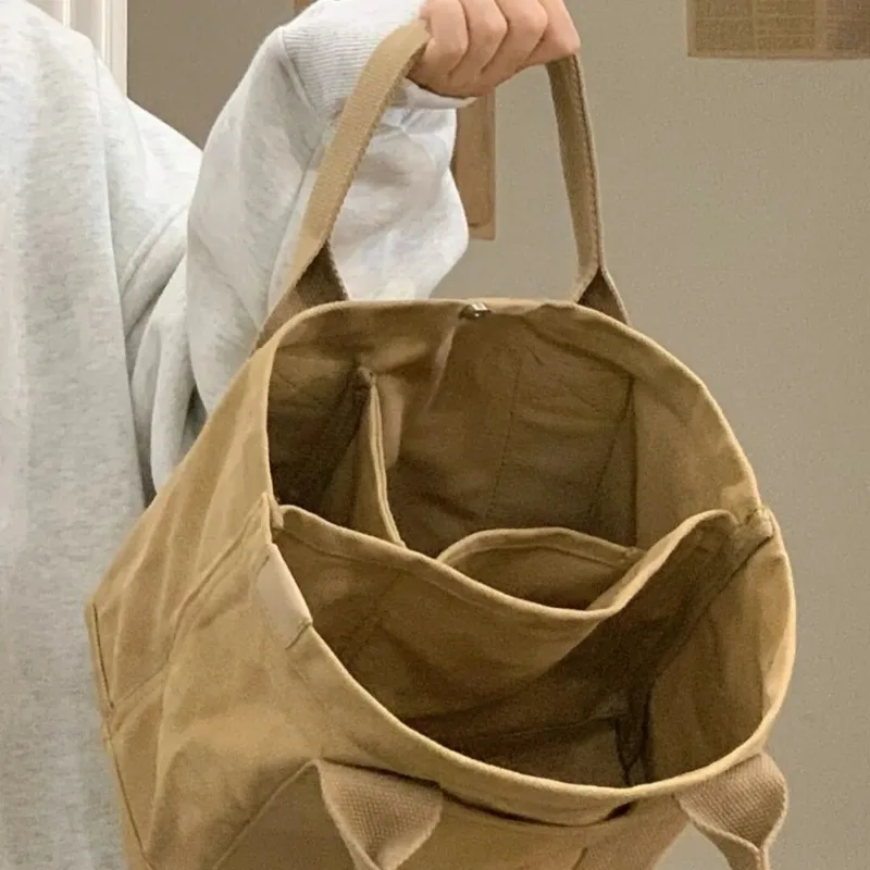 Nouveau sac fourre-tout pour femme, sac bandoulière en toile haut de gamme Optimistic pour le travail, les trajets quotidiens, le transport de boîte à bento, sac décontracté à porter à la main