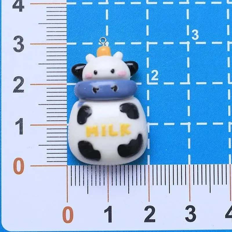 10Pcs Kawaii Mini Animal Milk Bottle Resin Pendants, Lovely Bottle Charms, Handcraft Findings for Keychain Earrings