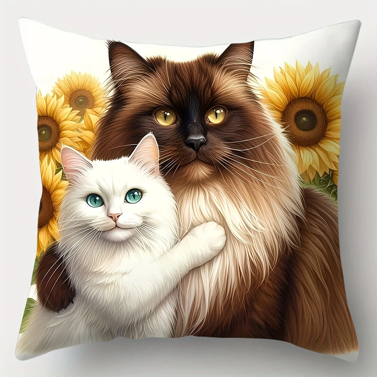 4-Piece Set, Valentine's Day Pillowcases, Heart Cat and Dog Design, Sofa Lumbar Cushion Covers, Pillowcases Without Insert