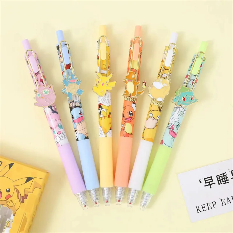 36pcs/lot Kawaii Pokemon Press Gel Pen Cute 0.5mm Black Ink Signature Pens Promotional Gift Office School Supplies