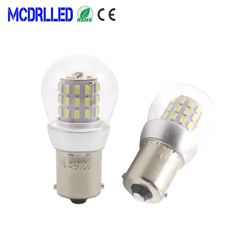 Mcdrlled 6v to 12v 48V P21/5W LED Car Blubs 1157 BAY15D 1156 BA15S Turn Signal Lamp Brake Light  White Yellow Red