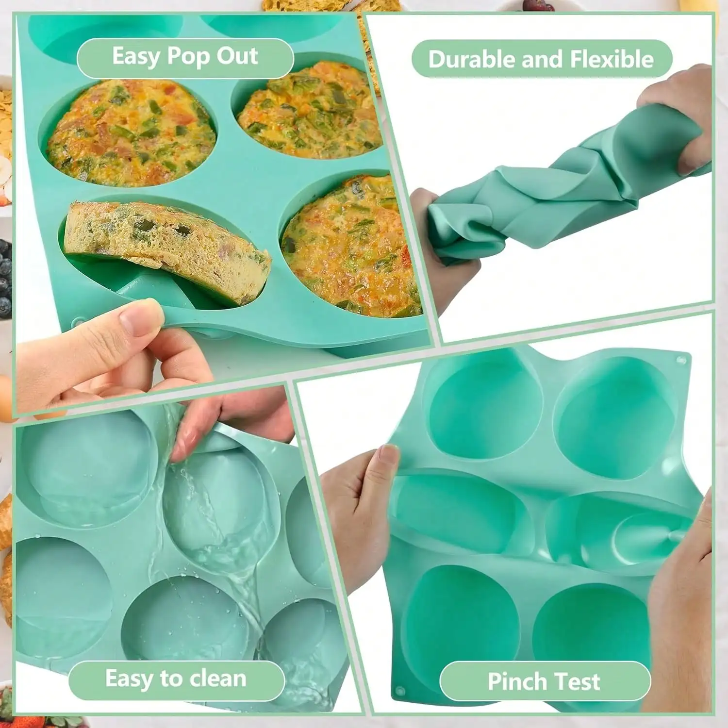 Silicone Muffin Top Pans for Baking, Non-Stick Cylinder Molds for Candy, Cookies, Oreos, Mini Soap, Cupcake, Pudding, Jello