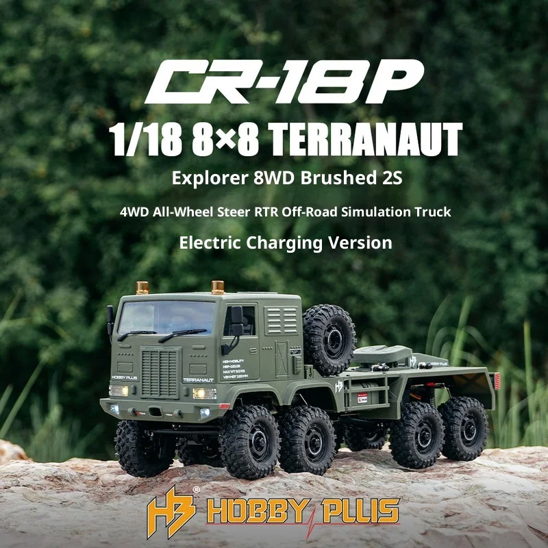 Hobby Plus 1/18 Cr18p 8 × 8 Explorer camion tout-terrain multifonctionnel pleine taille à huit roues motrices brossé Simulation avec treuil