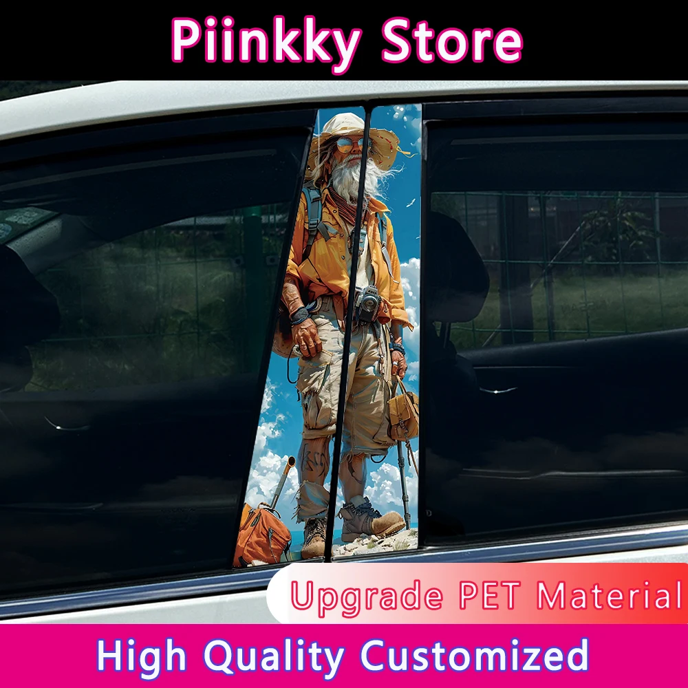 

Походы на открытом воздухе для пожилых путешественников энтузиастов автомобиль B-pillar водонепроницаемые наклейки автоцентр колонна мультяшная Обложка наклейки в виде царапин