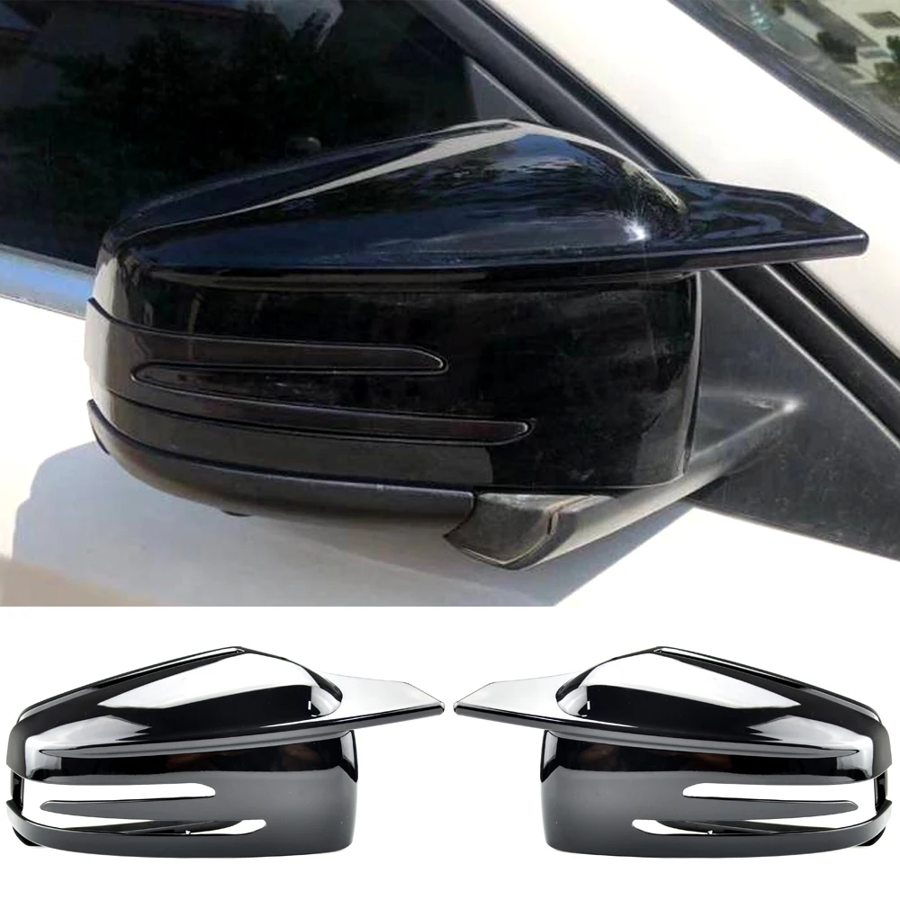 Side Mirror Cap Covers Black For Mercedes BENZ W176 W246 W212 W204 C117 X156 X204 W221 C218 A B C E S CLA GLA GLK Class