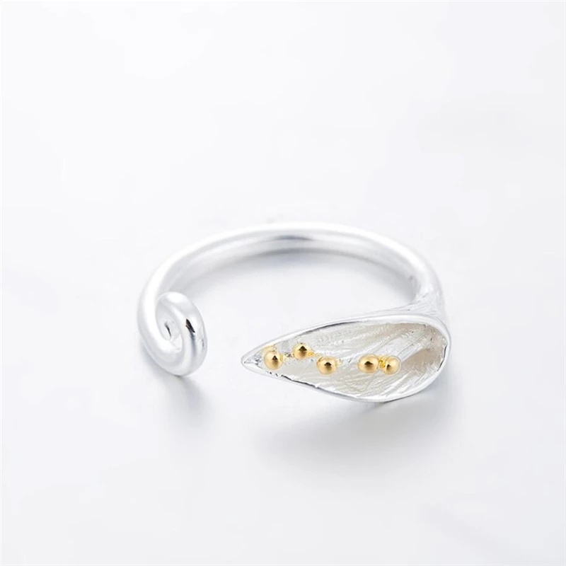 

Подошва с эффектом памяти, алоэ вера, свежее серебро 925 пробы, милый цветок, литература, студенческий подарок, открывающееся кольцо изменяемого размера для женщин RI319