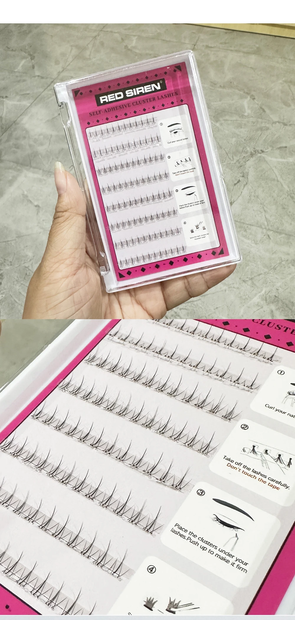 Selbstklebende untere Wimpern, kein Kleber erforderlich, wiederverwendbar unter der Wimpern, koreanisch/Make-up, DIY, individuelle Manga-Wimperncluster – Detail 5
