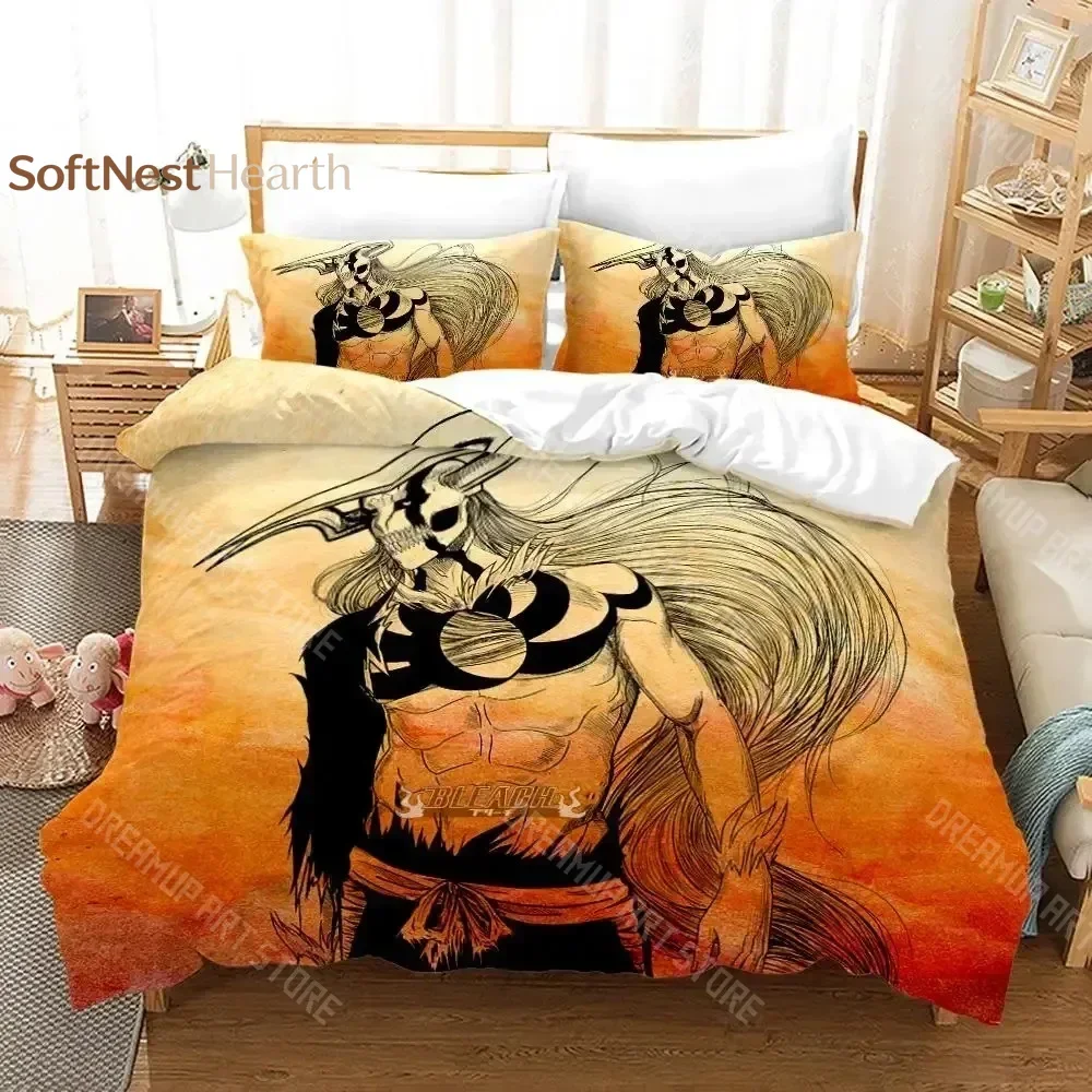 2026 3D Print Bleach Kurosaki Ichigo Anime Bedding Set Boys Girls Twin Queen Size Duvet Cover Pillowcase Bed Kids Adult Home Tex