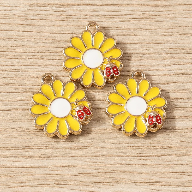 10 Stück 17 x 19 mm modische Emaille-Sakura-Blumen-Charms-Anhänger für Schmuckherstellung, Halsketten, Ohrringe, Armbänder, Bastelbedarf – Detail 25
