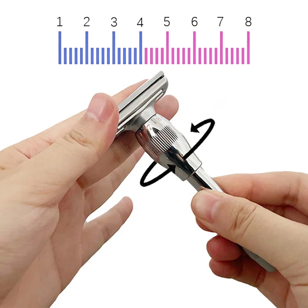 RZACLEA19T High-Quality Unique Design Safety Shaver 1-8 Adjustable Sharpness Double-Edged Blade Shaving Razor for Male & Female