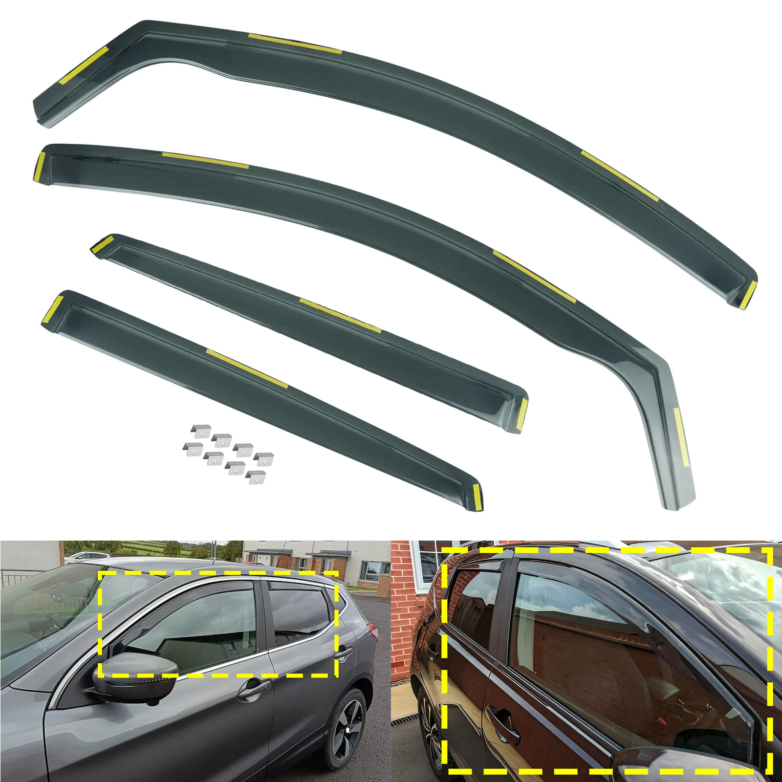 4pcs/set Tint Wind Deflectors For Nissan Qashqai MK1 J10 5-Door SUV 2007-2013 Window Edgevisors Wind Rain Sun Guard Deflector