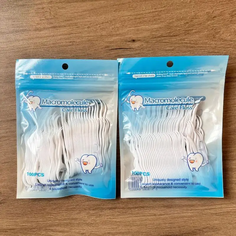 100PCS Disposable Dental Floss Sticks Ultra-Fine Portable Toothpicks for Daily Oral Care Home Travel Use
