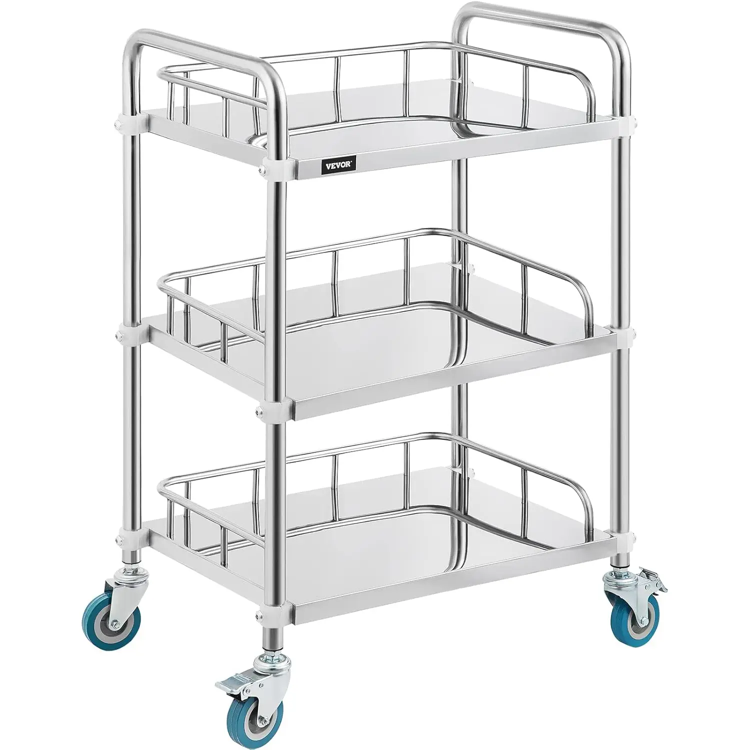 Lab Rolling Cart 3 Shelves Shelf Stainless Steel Rolling Cart Catering Dental Utility Cart Commercial Wheel Dolly Restaurant Din