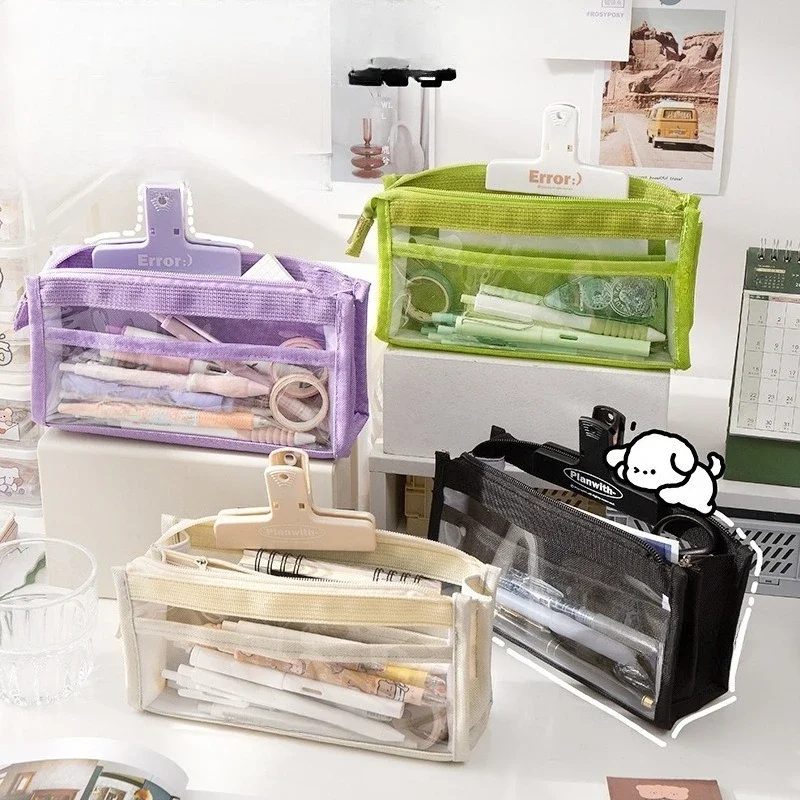 Large-capacity Transparent Six-layer Pencil Case for Junior High School Study with A High Appearance Level and Simple Design