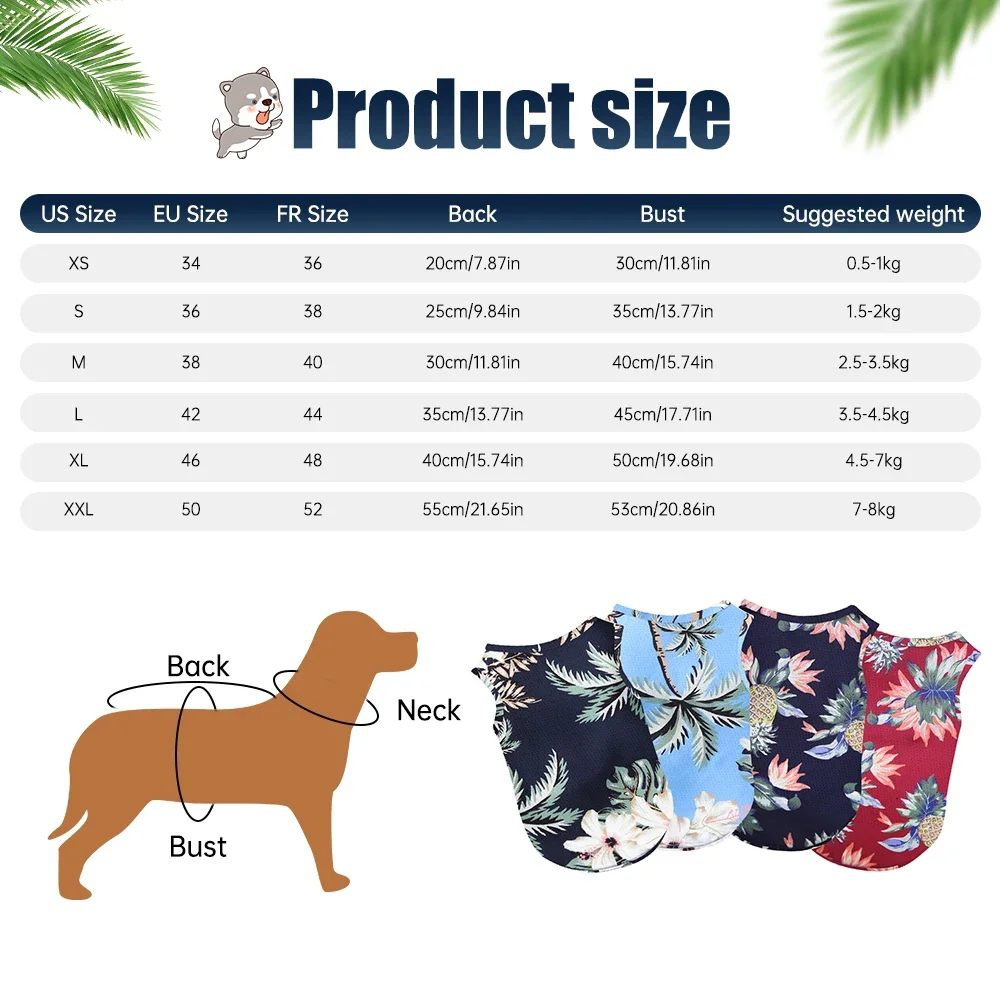 Vestiti per cani di piccola taglia media grande T-shirt per cani Camicia hawaiana Moda estiva Stampa Abbigliamento per animali Xxl vestiti per cani Cucciolo