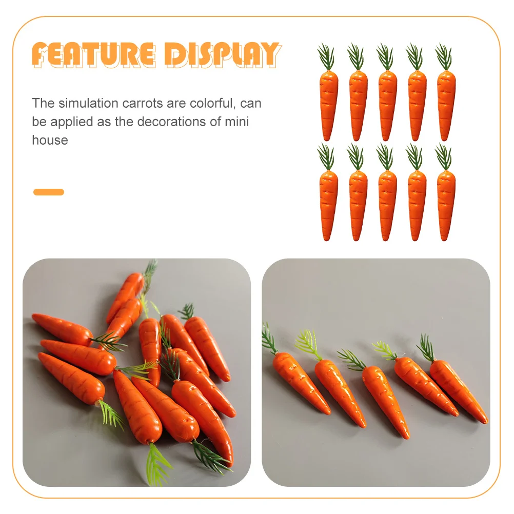 

10Pcs Fake Carrot Decor Colorful Craft Carrot Models for Micro Landscape Arrangement Simulation Vegetable DIY Scene Building