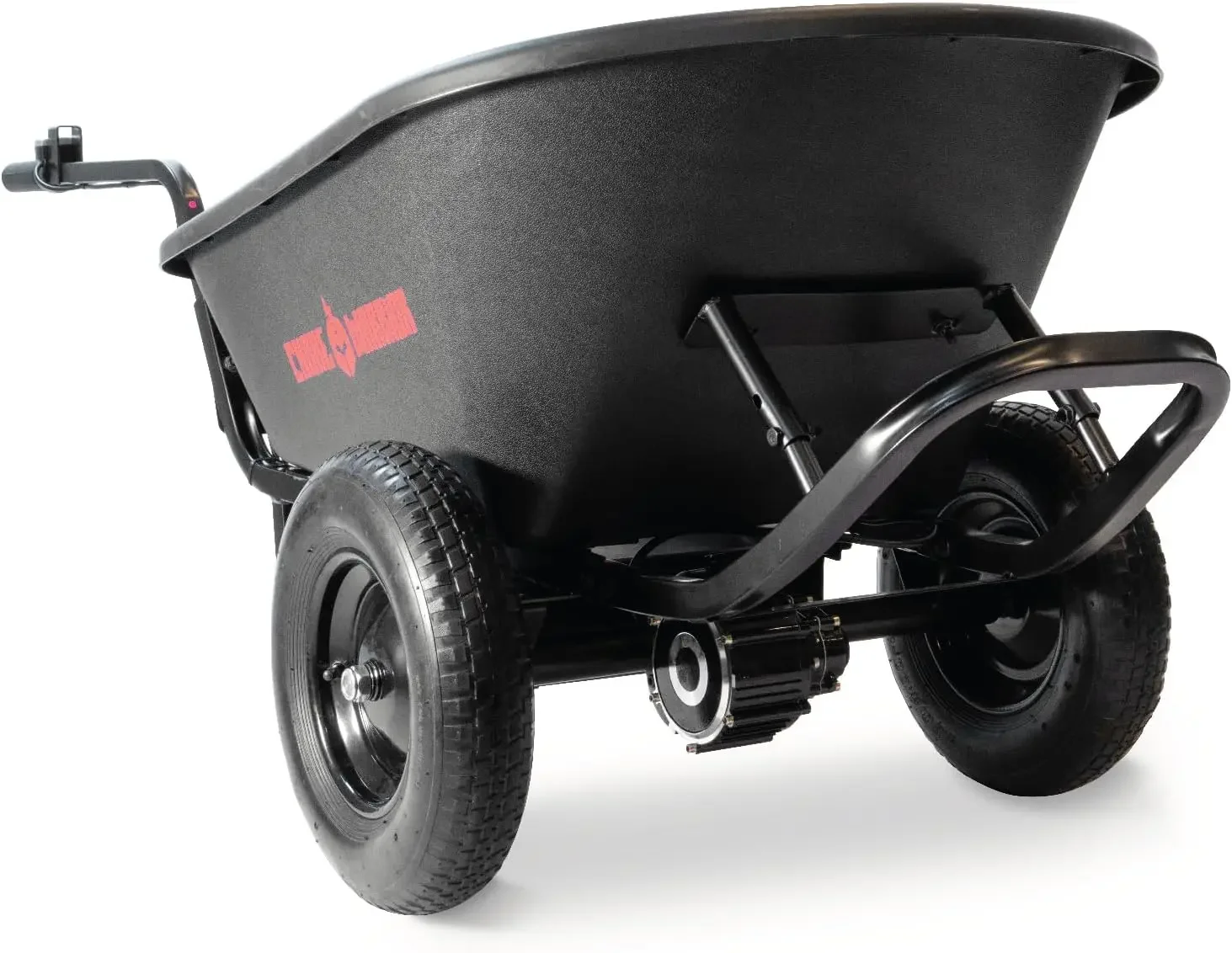 Wheelbarrow Powered Utility Cart 350 LBS Capacity and 6 Cu FT Poly Tray 8 Hour Battery Life