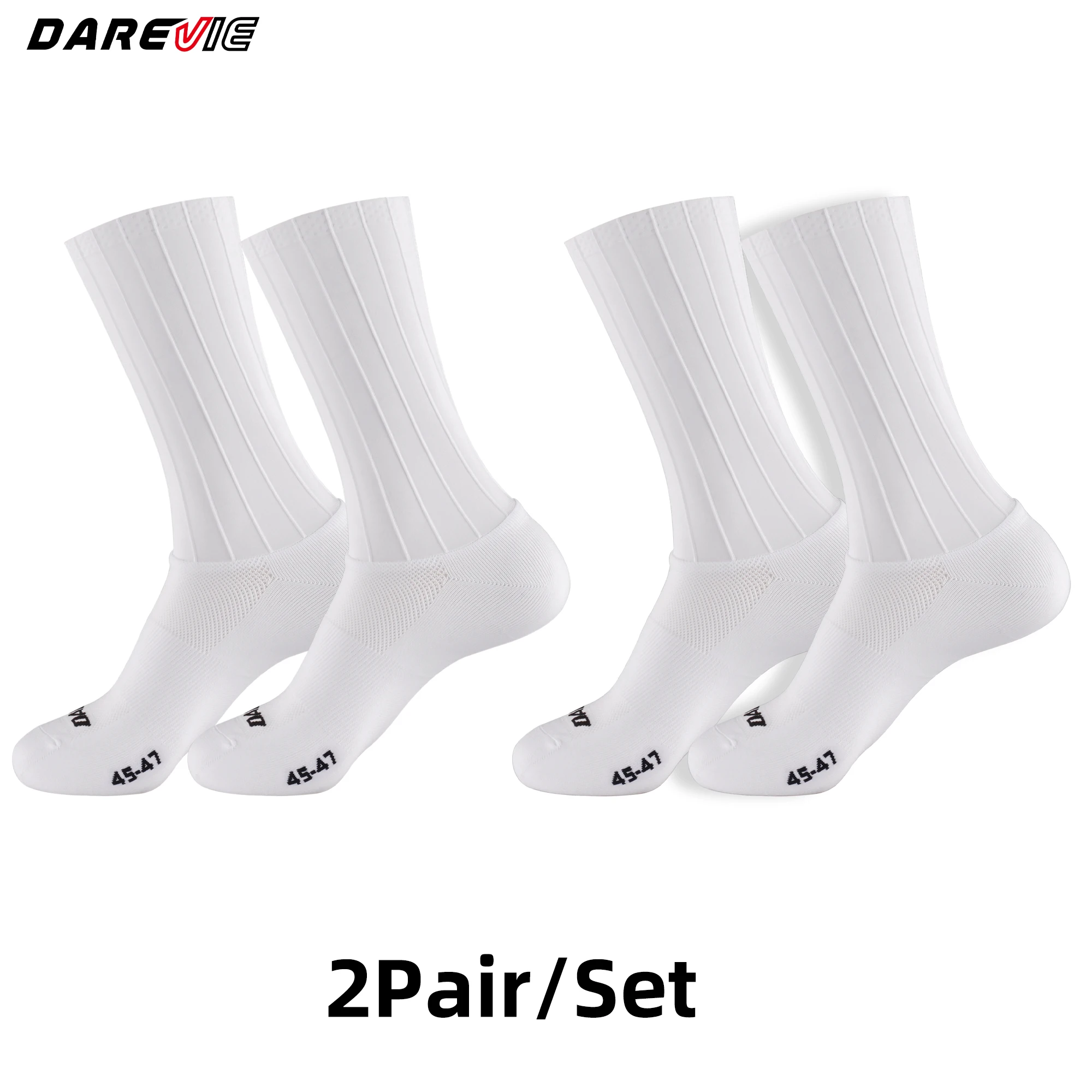 DAREVIE Radsocken Aero High Speed 2 Paar Herren Radsocken Rutschfest Schnelltrocknend Feuchtigkeitsableitend Leichte Grip-Socken