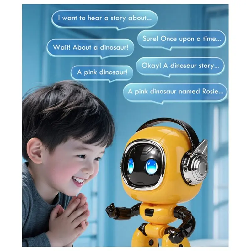B92B AI Smart Eobot Interactive Robot for Children, Educational with Multilingual Chat, Voice Control, Storytelling, Yellow