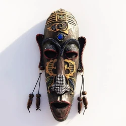 1pc, African style hanging decorations, South Africa mask pendant, Handmade painted resin craft, Restaurant bar wall decoration