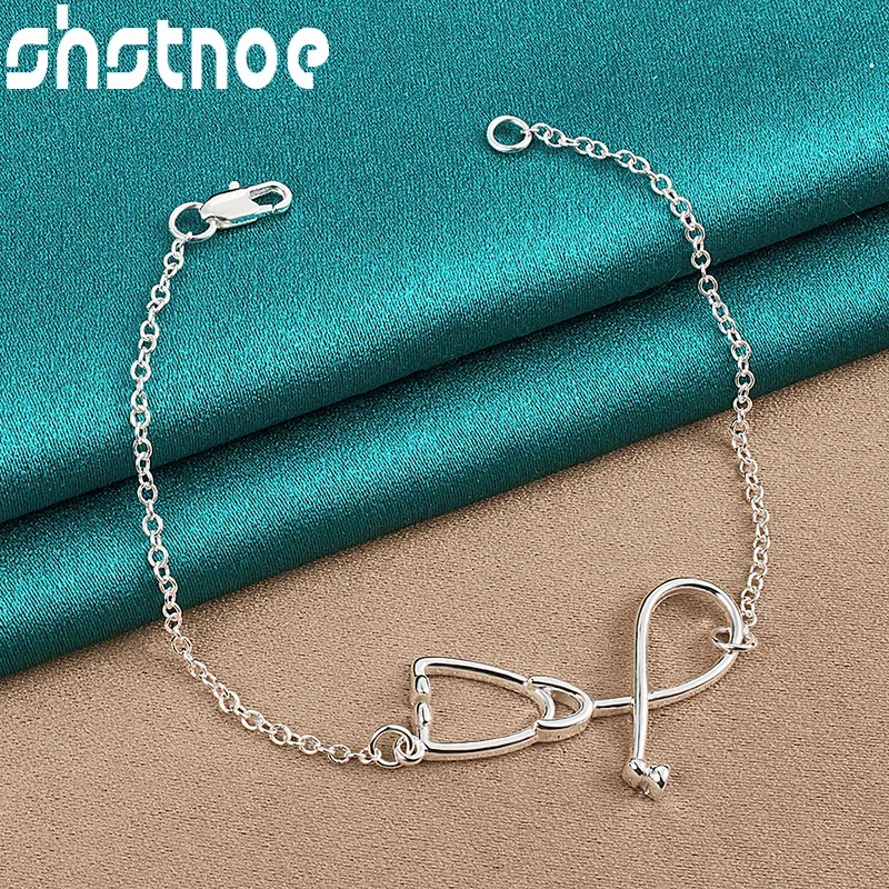 

SHSTONE 925 Sterling Silver Stethoscope Bracelets For Women Party Banquet Fashion Charm Jewelry Lady Cute Accessories