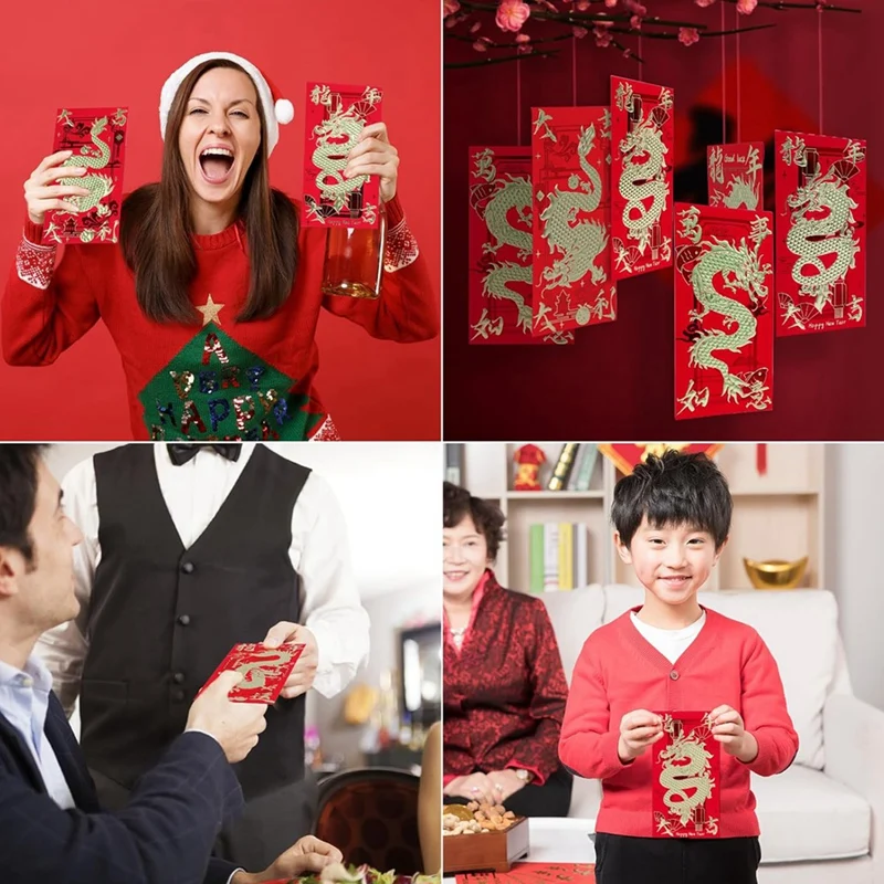 مظاريف التنين الأحمر للعام الصيني الجديد ، سنة التنين القمرية الجديدة المتينة ، مظاريف المال المحظوظ ، 18 ، من من من من من الخارج