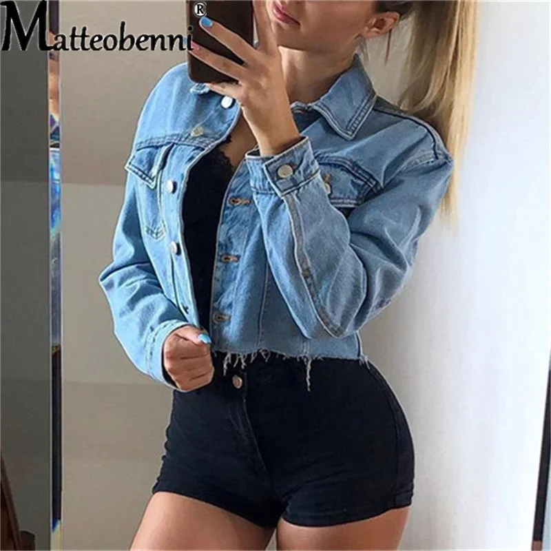 Batwing Sleeve Boyfriend Denim Shirts Jackets Coats Ripped Hole Loose Cardigans Button Jeans Blouses Women Short Outerwear Tops