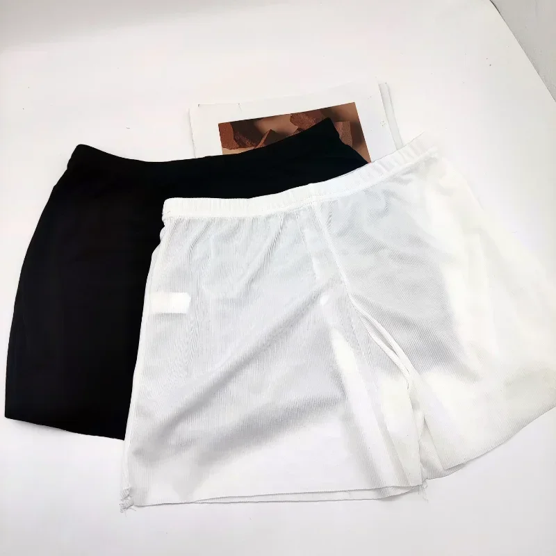 Pantaloncini estivi in maglia di cotone bianco donna casual mini nero sexy a vita alta a costine streetwear pantaloncini da motociclista basic alti allungati