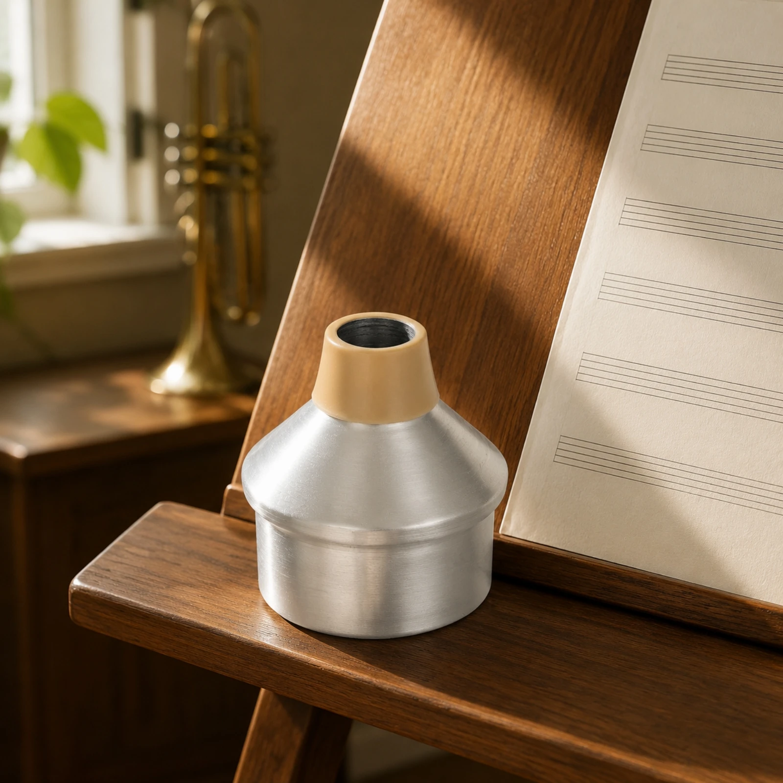 Trumpet Mute with Rubber Sealing Sleeve Sound-Reducing Aluminum Alloy Trumpet Mute Elastic Compact for Apartment Rehearsal