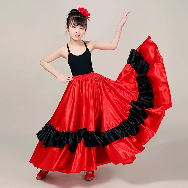 Coro infantil Saia grande, saia espanhola de tourada, performance de dança do ventre feminina, saia prática de flamenco, DL5720, Novo