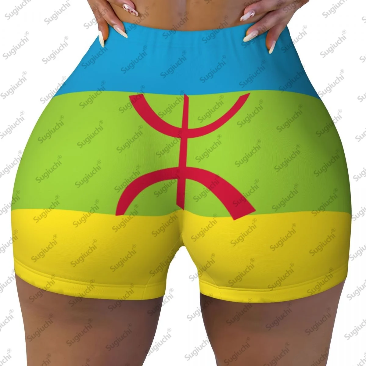 

2026 Берберские шорты для йоги с флагом для женщин, шорты для тренировок, подтяжки ягодиц, с высокой талией, шорты для бега в тренажерном зале
