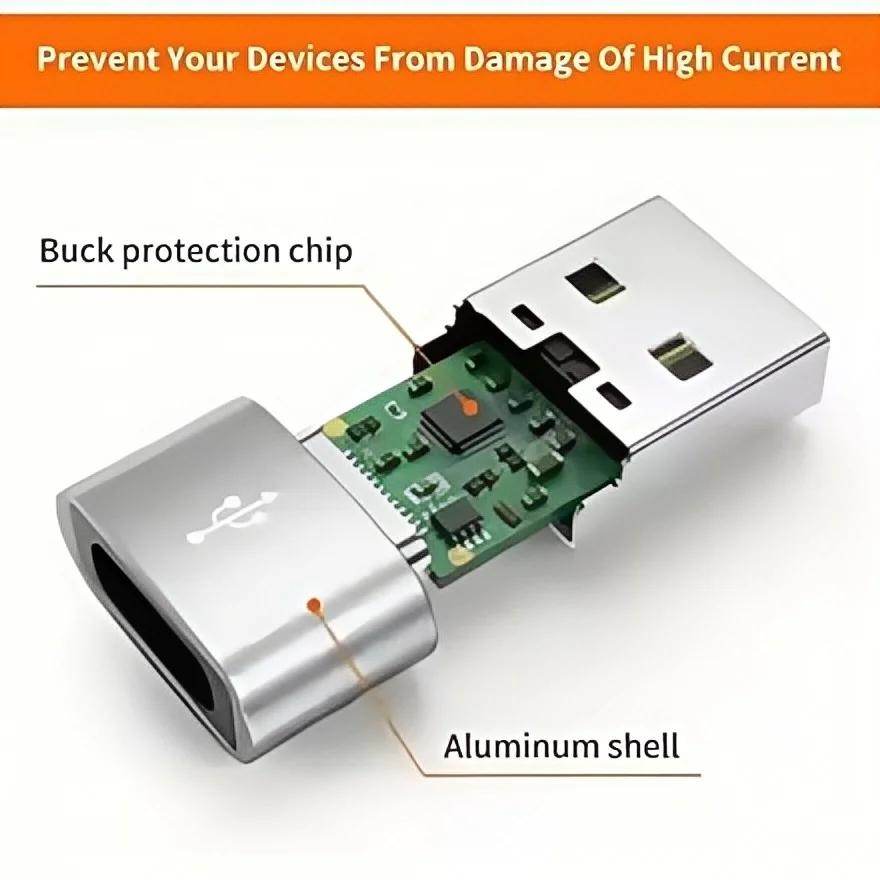 Adattatore OTG da USB a USB C da 5 pezzi: struttura in metallo, universale compatibile con iPhone, iPad, Samsung S23, iWatch, AirPods