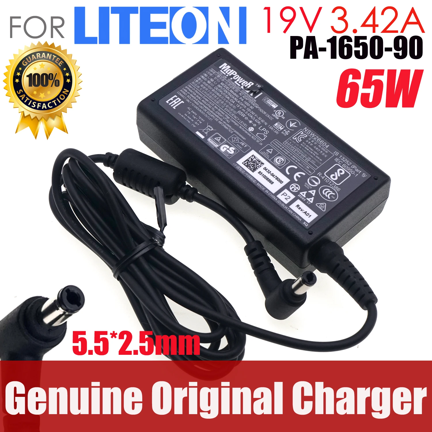 

Genuine LITEON PA-1650-90 19V 3.42A 65W PA-1650-91 AC Adapter Charger For ASUS TOSHIBA Satellite INTEL NUC Laptop Power Supply