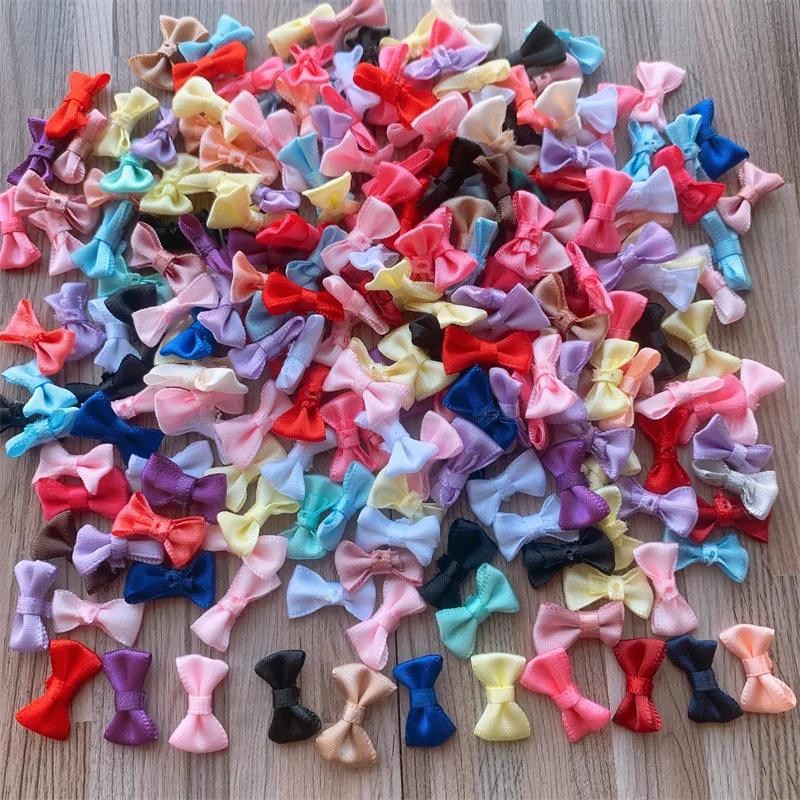 50Pcs Mini Bow Ribbon Tie Small Satin Ribbon Bows Flower Appliques Sew Craft Bow Wedding Party DIY Sewing Decor Bowties3.8X2.5CM