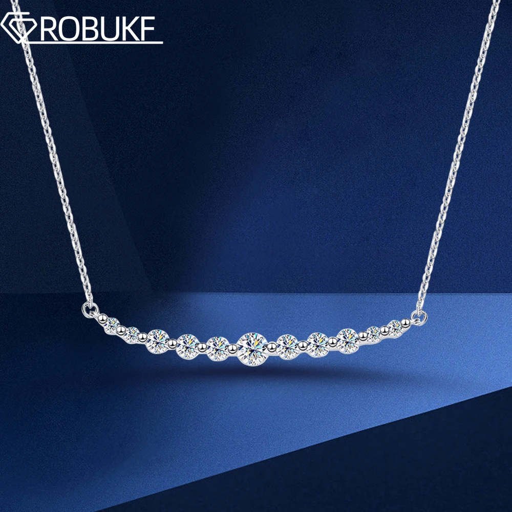 

1.1ct All Moissanite Necklace for Women D Color Sparkling Lab Diamond Smile Pendant Jewelry S925 Sterling Silver GRA Wholesale