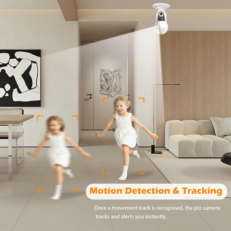 Dual Lens Home E27 Buld Camera 2K PTZ Control Human Tracking Wifi Indoor Security Baby Monitor IP CCTV Surveillance Night Vision