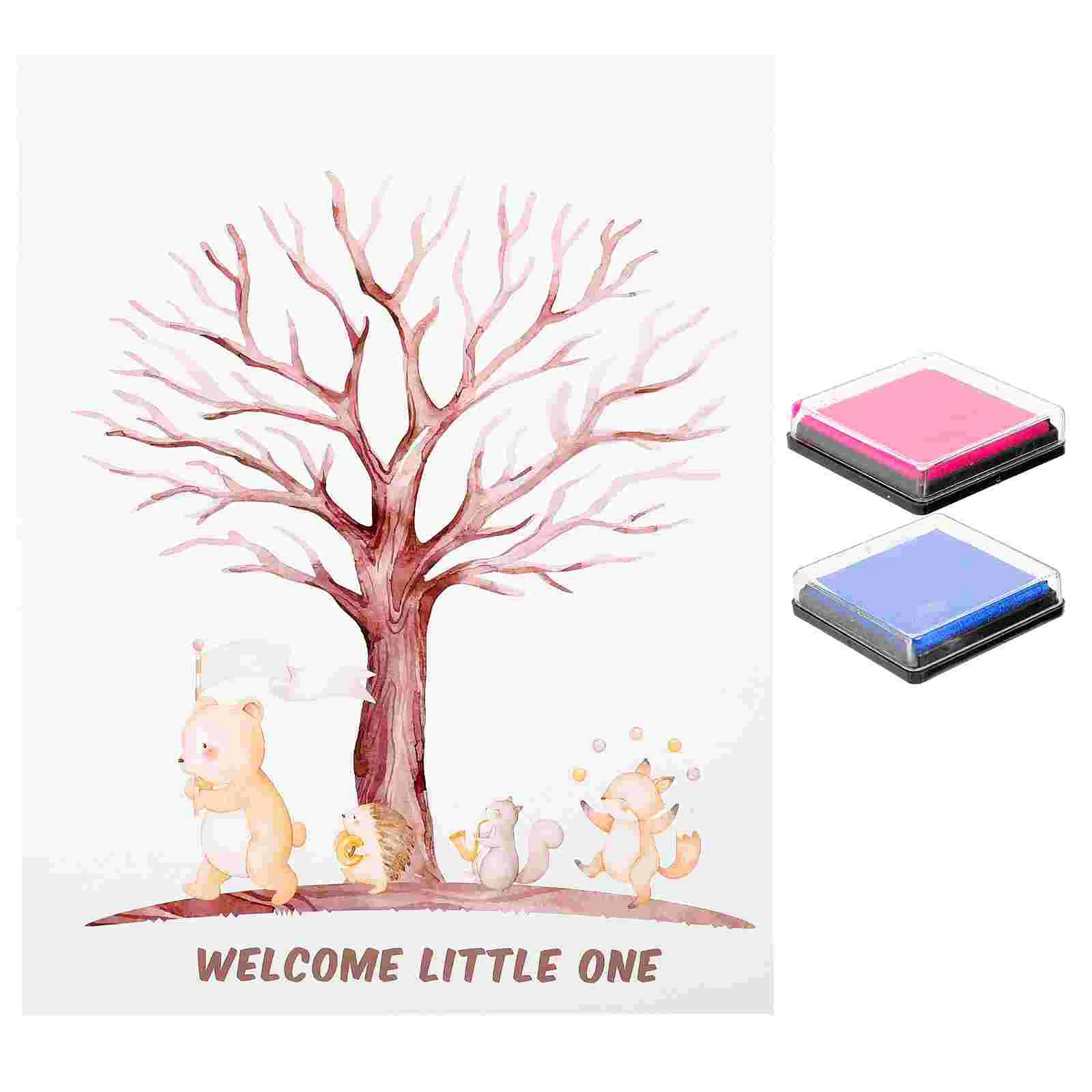 

1 Set of Gender Reveal Party Fingerprint Tree Sign Baby Shower Guest Book Gender Reveal Party Supplies