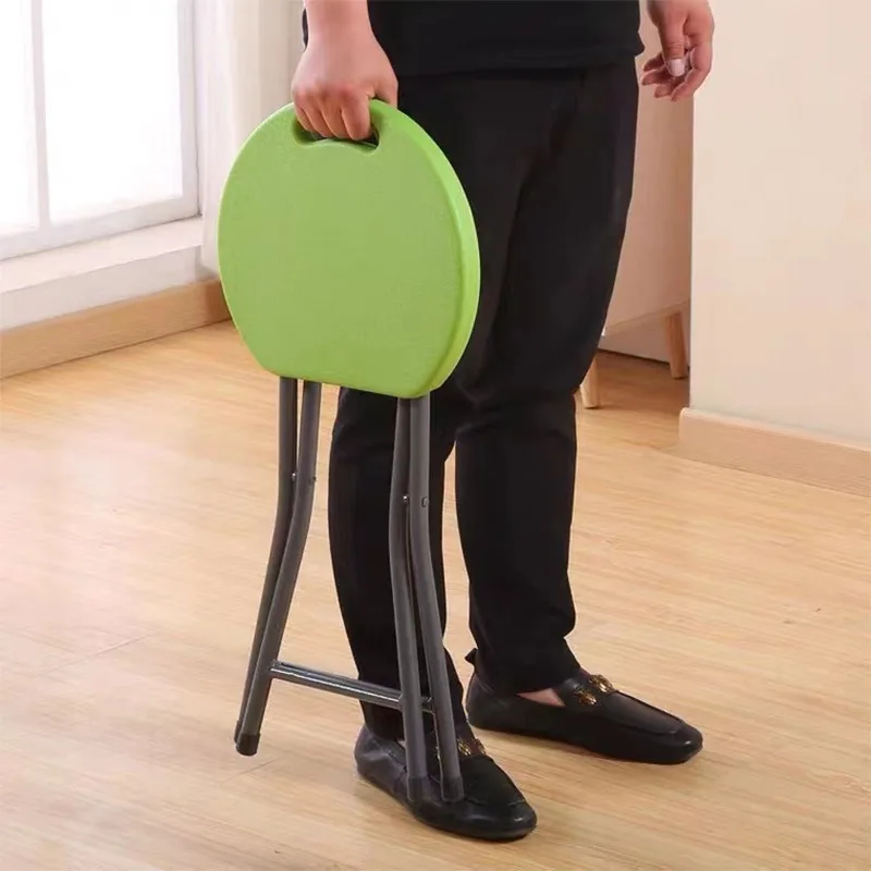 Foldable stool Small round bench Outdoor simple and lightweight plastic stool Household space saving high stool Portable chair