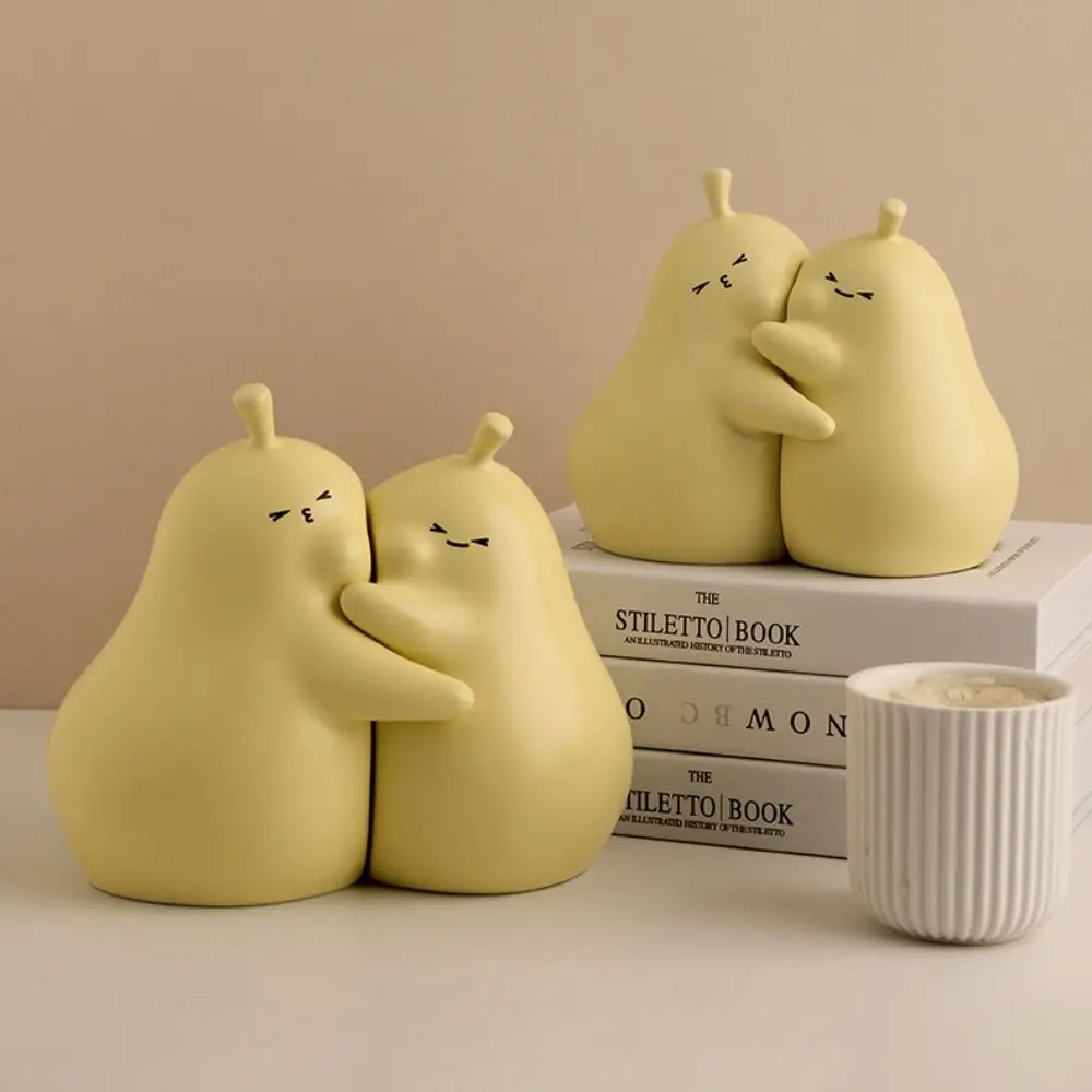 2pcs Ceramic Hug Pear Book Stand Cute Creative Pear Decorative Bookends Multi-Functional Modern Miniatures Figurine Bookshelf