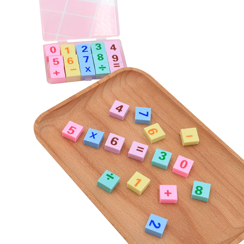 15pcs/pack Delight Digital Addition And Subtraction Boxed Eraser Clean School Student Kids Like Gift